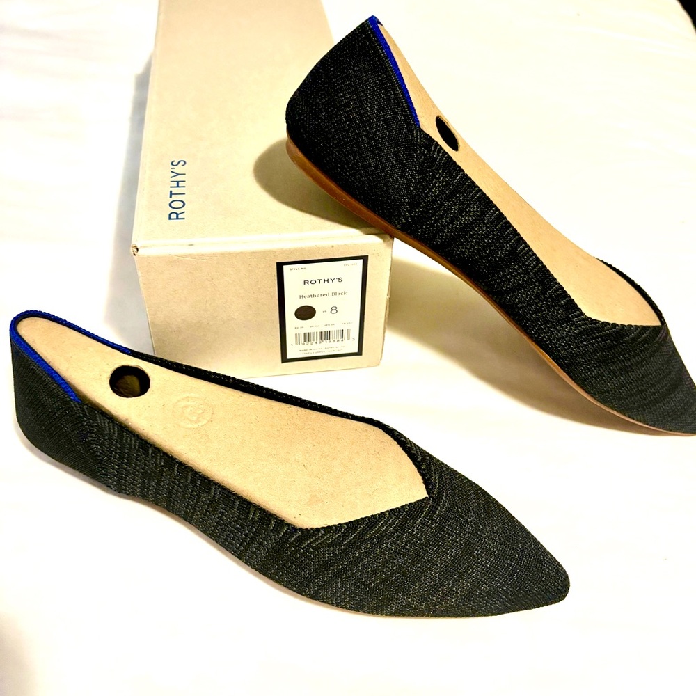 NWT Rothy's "The Point" heathered black 8